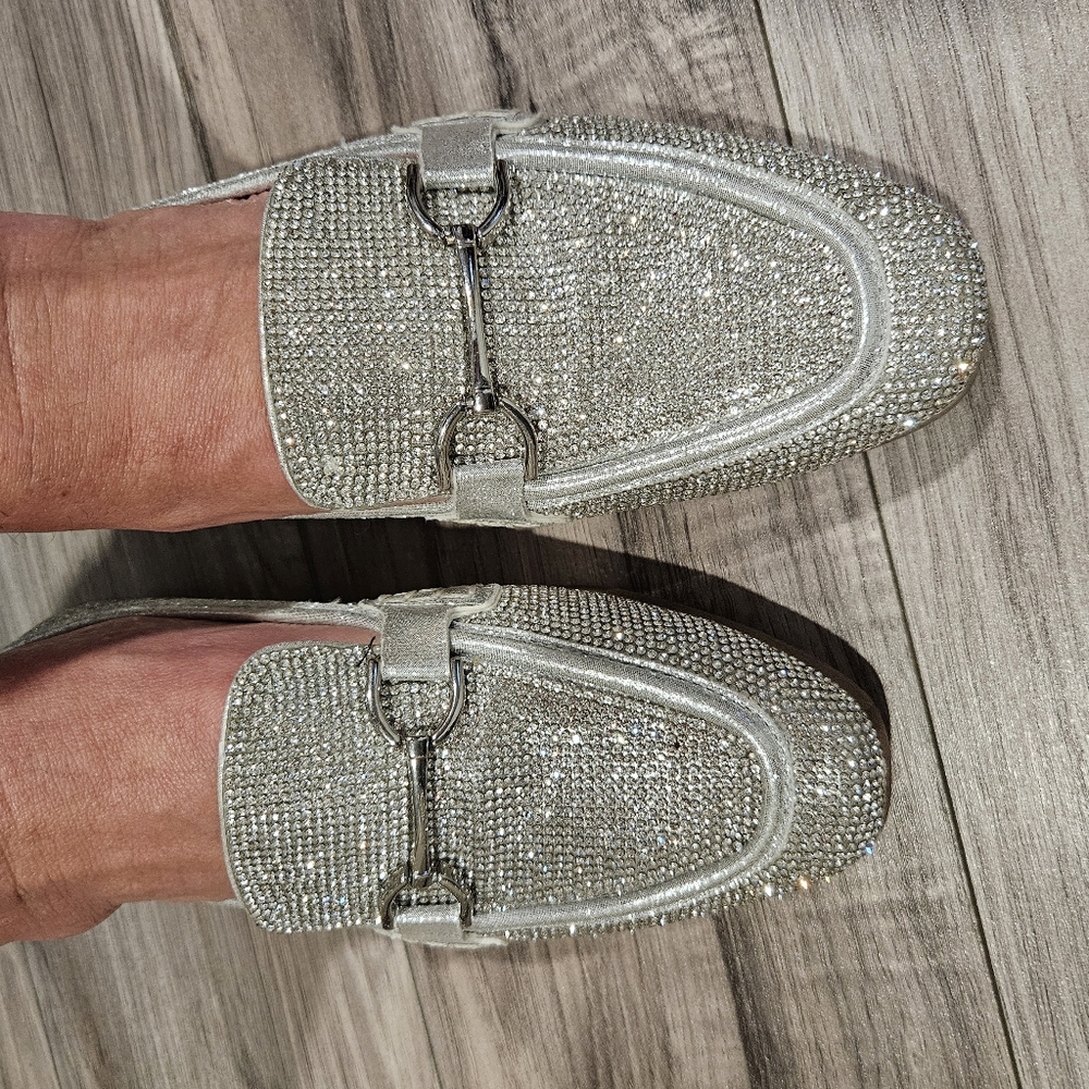 Rhinestone bling horsebit loafers sz 6/6.5